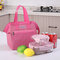 Large Capacity  Portable Thermal Insulation Lunch Bag Portable Thick Aluminum  Lunch Box Bag - Rose Red