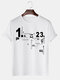 Mens Cotton Number Letter Print Crew Neck Short Sleeve T-Shirts - White