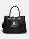 Women PU Leather Large Capacity Satchel Bag Handbag Crossbody Bag Shoulder Bag - Black
