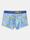 Men Funny Banana Print Boxer Briefs Cotton Comfortable Patchwork Underwear - Lake Blue
