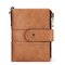 Women Men RFID Genuine Leather Coin Bag Detachable Card Holder Wallet - Brown
