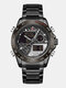 Full Steel Dual Display Watch Waterproof Luminous Display Men Quartz Watch - Black