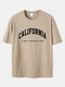 Plus Size Mens 100% Cotton California LA Print Fashion Short Sleeve T-Shirts - Khaki