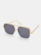 Unisex Metal Big Square Half Frame Multicolor Lens Anti-UV Fashion Sunglasses - Gold Frame Gray Lens