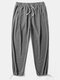 Mens Waffle Knit Solid Color Drawstring Cuffed Jogger Pants With Pocket - Gray