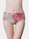 Seamless Women Floral Print Breathable Ice Silk Mid Waisted Panties - Print