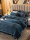 4PCs Milk Velvet Warm Solid Color Bedding Sets Bedspread Quilt Cover Pillowcase - #01