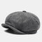 Unisex British Retro Beret Flat Caps Painter Hat Octagonal Cap Newsboy Hat - Grey