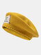 Women Acrylic Knitted Solid Color Letter Embroidery Patch All-match Warmth Beret - Yellow