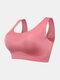 6XL Plus Size Wireless Butterfly Back Seamless Wide Shoulder Straps Breathable Yoga Sleep Bra - Pink