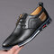 Men Pure Color Microfiber Leather Non Slip Casual Driving Shoes - Black