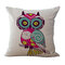 Multi-color Cartoon Cute Owl Pattern Linen Cotton Cushion Cover Home Car Sofa Office Pillowcases - #7