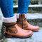 Large Size Women Retro Warm Daily Winter Sock Splicing Boots - Brown