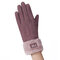Women Winter Warm Suede Gloves Simple Solid  Windproof Touch Screen Full-finger Gloves - Purple