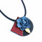 Sweet Trendy Necklace Leather Flower Brooch Necklace - Blue