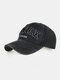 Men Washed Cotton Letter Pattern Baseball Cap Outdoor Sunshade Adjustable Hat - Black