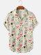 Mens Colorful Element Mushroom Pattern Print Loose Light Short Sleeve Shirts - Tableware