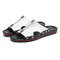 Men Metal Decoration Opened Toe Comfy Soft Sole Casual Beach Slippers - White