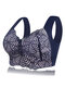 Plus Size Lace Wireless Full Coverage Soft Bras - Blue