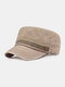 Men Cotton Retro Casual  Pattern Sun Hat Travel Hat Flat Hat - Khaki