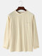 Mens Letter Embroidered Faux Two Pieces Crew Neck Long Sleeve T-Shirts - Khaki