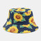 Cotton Printed Sunflower Fisherman Hat Double-sided Wear Basin Hat Men's Sunscreen Buket Hat - Blue