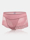 Plus Size Women Floral Jacquard Fishnet See Through Elastic Thin Panties - Pink