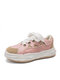 Women Casual Comfy Lace-up Patchwork Chunky Sneaker Shoes - Pink