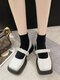Sapatos femininos com biqueira quadrada confortável com plataforma Mary Jane - Branco
