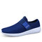 Men Casual Brief Pure Color Mesh Fabric Breathable Sport Running Shoes - Blue