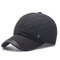 Mens Solid Color Ear Protection Warm Velvet Baseball Cap Winter Adjustable Casual Hat - Black