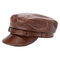 Men's PU Leather Warm Octagonal Flat Hat Casual Ourdoors Vintage Adjustable Cap - Brown