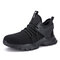 Men Knitted Fabric Breathable Anti Smashing Outdoor Slip Resistant Safety Shoes - Black