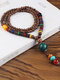 Vintage Ethnic Multiple Types Pendant Bodhi Plastic Resin Wood Bead Necklace - #04