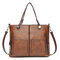 Women Vintage Faux Leather Handbag Shoulder Bags Crossbody Bags - Dark Brown