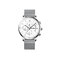 BELUSHI Chronograph Calendar Luxury Business Mens Watches Stainless Steel Leather Minimalist Watches - Silver+White