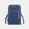 Women 8 Card Slots 6.3 Inch Phone Bag Multifunctional Solid Crossbody Bag - Blue