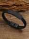 Vintage Geometric Hand-woven PU Alloy Bracelet - Black
