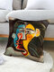 1 Pc Multicolor Cartoon Character Pattern Print Linen Pillowcase Throw Pillow Cover Sofa Home Car Cushion Cover - #09