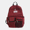 Women Solid Backpack Casual Large Capacity Multi-Pocket School Bag - Red