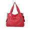 Women Hardware Shoulder Bag Washed Leather Messenger Bag  - Red