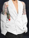 Men's Mesh Patchwork Floral Long-sleeved Blazer - White