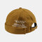 Brimless Hats Solid Color Letter Embroidery Skull Caps Hip Hop Hat  - Khaki