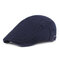 Men's Embroidery Cotton Cap Forward Hat British Retro Sun Hat Literary Beret - Navy