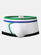 Mens Cotton Cozy Side Striped Boxer Briefs Breathable Seamless Underwears - White