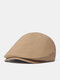 Unisex Cotton Solid Color Fashion Casual Sunshade Forward Hat Beret Flat Hat - Khaki