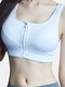 Женская спортивная одежда на молнии спереди Бра Простая беспроводная противоударная дышащая спортивная одежда - Белый