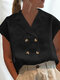 Damen-Hemd mit einfarbigem Revers, zweireihig, lässig, ärmellos - Schwarz