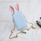 Women Cute Cartoon Rabbit Ear Chain Phone Bag Square Bag Bucket Bag Shoulder Bag - Blue