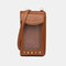 Women Touch Screen 6.3 Inch Phone Holder 10 Card Slot Rivet Crossbody Bag Wallet - Brown